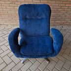 Vintage Fauteuil Nieuw Bekleed Ribstof Draaifauteuil thumbnail 13