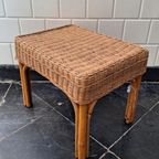 Vintage Rotan Kruk, Bijzettafeltje, Sidetable, Voetenbankje thumbnail 6