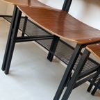 Vintage Industriële Houten Stoelen Met Metalen Onderstel thumbnail 4