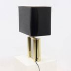 Large Belgian Table Lamp In Mirror Glass And Brass 1970S thumbnail 5