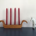 Vintage Handgemaakte Houten Kandelaar Voor 4 Kaarsen thumbnail 6