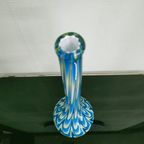 Mondgeblazen (teardropp) Vazen Met Geel/blauw Witte Wervelingen thumbnail 4