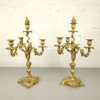 Antieke Vergulde Bronzen Louis Xv Kandelaars thumbnail 2