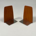 Vintage Set Teakhouten Boekensteunen, Mid Century, Kai Kristiansen thumbnail 7
