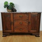 Vintage Antiek Dressoir, Tv Meubel Ladekast Met Marmer Blad thumbnail 2