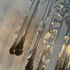 Xxl Grote Murano Kroonluchter Hanglamp Taupe Chrome Frame thumbnail 7