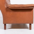 1970’s Danish Modern Cognac Leather Wing Sofa thumbnail 7