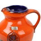 Vintage Oranje En Blauwe Geglazuurde West Germany Vaas Carstens 116-2L thumbnail 5