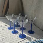 6X Martini Glazen Met Blauwe Voet thumbnail 2