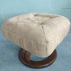Poef Voetensteun Hocker Beige Crème Suede thumbnail 3