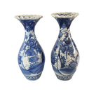 Japanse Blauw Wit Arita Imari Vazen Antiek thumbnail 3