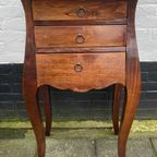 Teak Tafeltje Met Gebogen Poten En 3 Lades, 80 Cm Hoog thumbnail 6