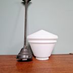 Grote Conische Art Deco Hanglamp Van Wit Opaline Glas thumbnail 10