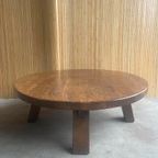 Vintage Massief Eiken Brutalist /Wabi-Sabi Ronde Salontafel thumbnail 3