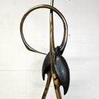 Vintage 50S Messing Kraanvogel Sculptuur Boris Lovet-Lorski / Art Deco Entwined Cranes Sculpture thumbnail 6
