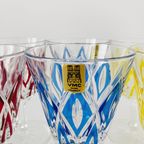 Set Vintage Vmc France Reims Champagne Glazen Harlequin 1960’s Nieuw thumbnail 3