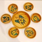Vintage Pindastel Snackschaaljes Bloem Jaren 60 Pinda Setje thumbnail 2