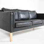 Danish Design Black Leather Sofa From Mogens Hansen thumbnail 4