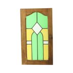 Antieke Glasramen Glas In Lood Eiken Deurpaneel Art Deco thumbnail 2