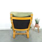 Groen Leren Fauteuil Met Houten Frame thumbnail 9