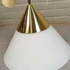 Vintage Melkglas En Goud Hanglamp, Glashutte Limburg thumbnail 6