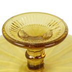 Art Deco Amber Taartschotel Gebak Schaal Depression Glass thumbnail 12