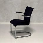 Gebr De Wit 1018 Fauteuil Vintage Design Donkerblauw Ribstof thumbnail 2