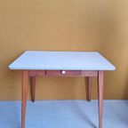 Vintage Tafeltje, Formica Blad, Demontabel, Met Lade, Tafel thumbnail 10