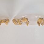 2 Vintage Wandlamp Murano Glas Bowl Goud Hout Regency '70 thumbnail 11