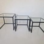 Postmoderne Design Nest Tafeltjes Metaal En Glas Kubus. thumbnail 7