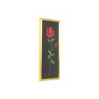 Vintage Geborduurde Rode Roos Met Steel Vergulde Houten Lijst 37X16Cm thumbnail 6