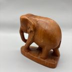 Houtsnijwerk Teak Olifant Op Sokkel thumbnail 6