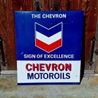Xl Emaille Reclamebord Chevron Motoroil, Langcat Bussum️️⛽️ thumbnail 2