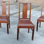 Set Van 3 Art Deco Amsterdamse School Eetkamerstoelen thumbnail 13