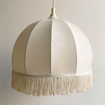 NETTLIFE, Hanglamp houtwit, diameter 47 cm, E14, vintage, rustiek, stofkap voor restaurant, keuken, woonkamer, kantoor