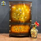 Vintage Chinese Kast Vogels, Bloemen Bladgoud Bohemian Kast / Oosterse Kast / Chinese Cabinet thumbnail 21