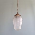 Art Deco Hanglamp In Gefacetteerd Gesatineerd Glas, Jaren 20 thumbnail 12