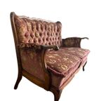 Vintage Roze Barok Tweezit / Sofa / Zetel thumbnail 7