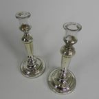 Set Van 2 Kwikzilveren Kandelaars, Rond 1900 (armeluiszilver) thumbnail 12