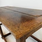 Prachtige Antieke Eikenhouten Eetkamer-/Bijzettafel thumbnail 7