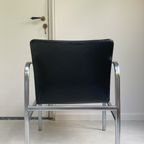 Vintage Chromen Fauteuil Met Zwart Leren Zitting thumbnail 10