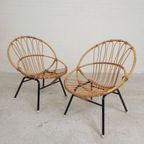 Set Van 2 Rotan, Bamboe Kinder Stoelen Rohe Noordwolde, Jaren 50 thumbnail 2