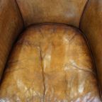 Clubfauteuil Gemaakt Van Schapenleer Met De Mooiste Kleuren En Een Prachtig Patina thumbnail 7