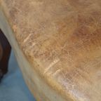 Unieke Charmante Subtiele Antieke Schapenleren Clubfauteuil/armchair Op Wieltjes thumbnail 14