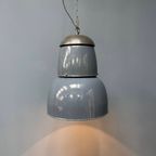 Grote Industriële Blauwgrijze Emaille Hanglamp thumbnail 4