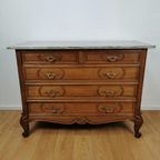 Vintage Frans Dressoir Commode, Ladekast Badkamermeubel Met Marmer Blad 405 thumbnail 4