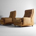 Set Van Twee Vintage Mid-Century "Orchidée" Lounge Fauteuils Van Michel Cadestin Voor Airborne thumbnail 4