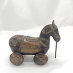 Antiek Rajasthani Paard Op Wielen Weddinghorse Volkskunst Marwari thumbnail 7