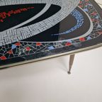 Vintage Houten Tafel Met Mozaïek Print . Aluminium Poten thumbnail 4