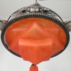 Art Deco Hanglamp Met Glazen Schaal En 3 Kelkjes, Jaren 30 thumbnail 25